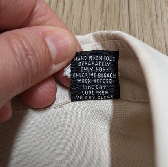 Alfani Men's Creamy Beige Silk Button Down Shirt Short Sleeve - Picture 11 of 13